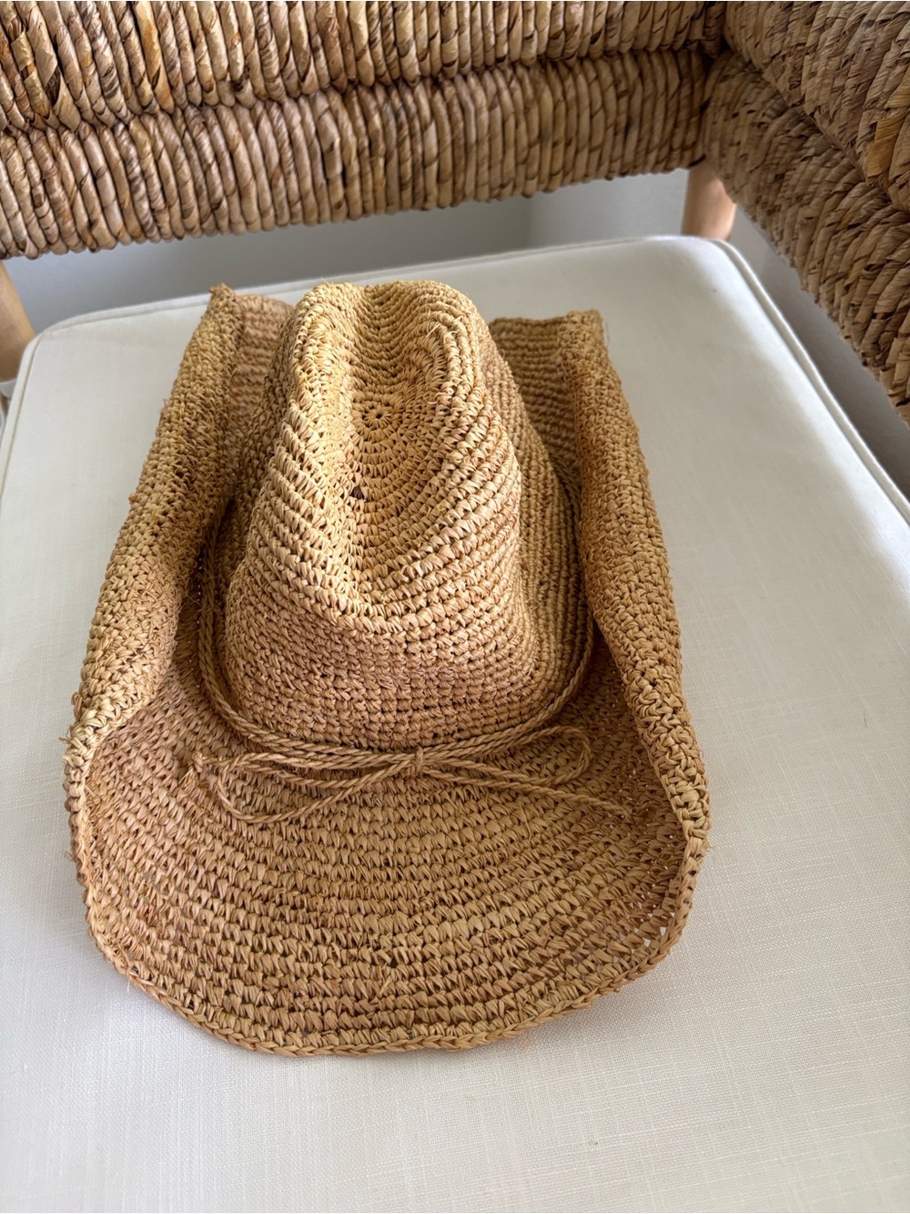 Flora Bella Classic Braided Cowboy Hat in Golden Tan with Twine Accent